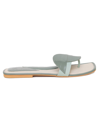 ELANBERG Olive Slip-On Open Toe Flats