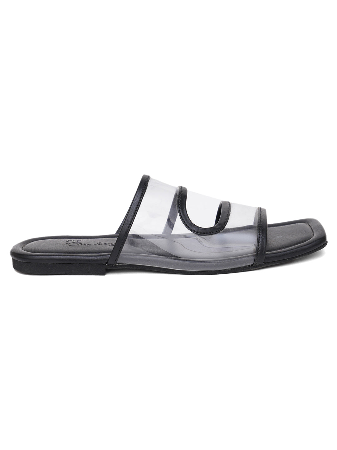 ELANBERG Black Fashion Synthetic Leather Slip-On Flats