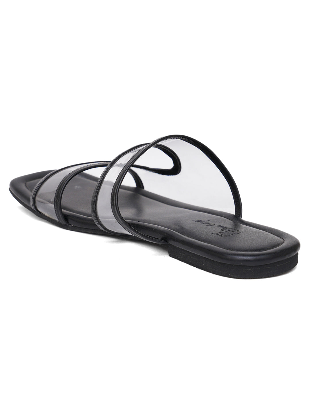 ELANBERG Black Fashion Synthetic Leather Slip-On Flats