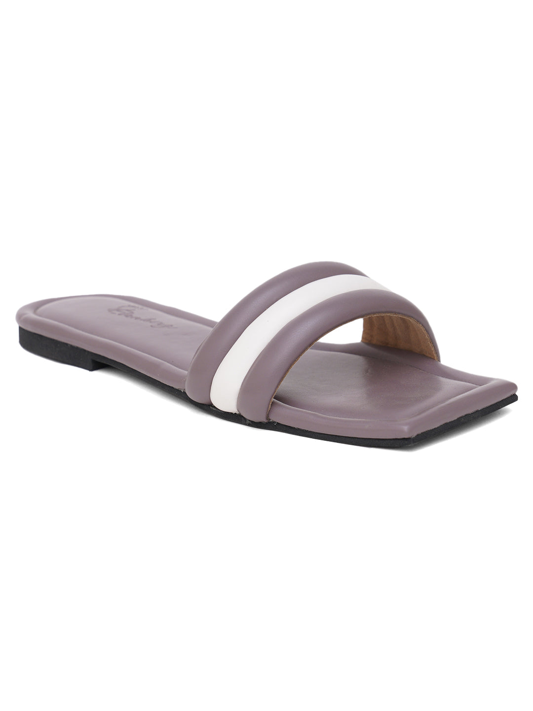 ELANBERG Purple Slip-On Open Toe Flats