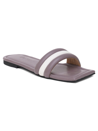 ELANBERG Purple Slip-On Open Toe Flats