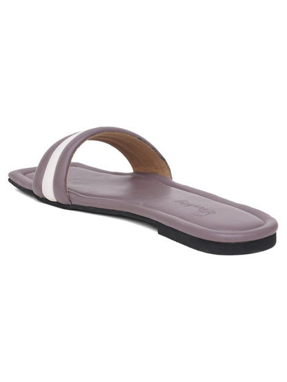 ELANBERG Purple Slip-On Open Toe Flats