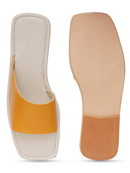 ELANBERG Orange Fashion Synthetic Leather  Flats