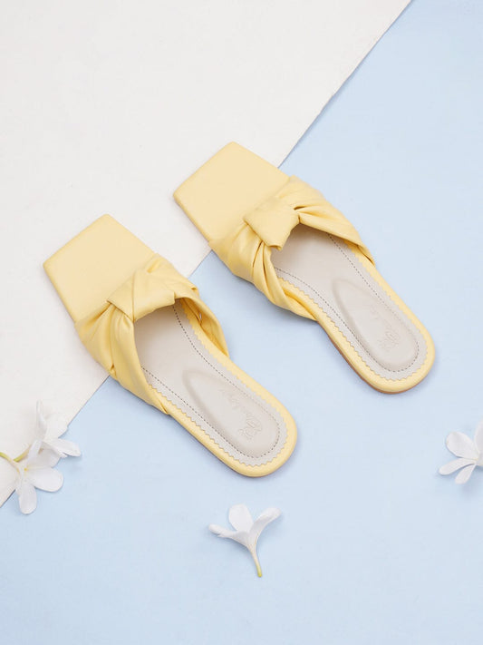 ELANBERG Yellow Fashion Synthetic Leather Slip-On Flats Summer ELANBERG 