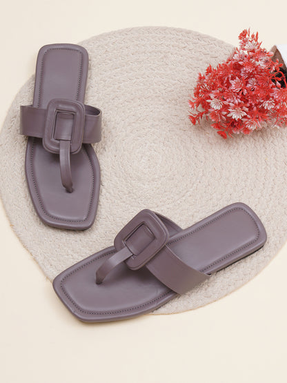ELANBERG Grey Slip-On Round Toe Flats