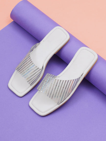 ELANBERG Transparent Fashion Synthetic Leather  Flats